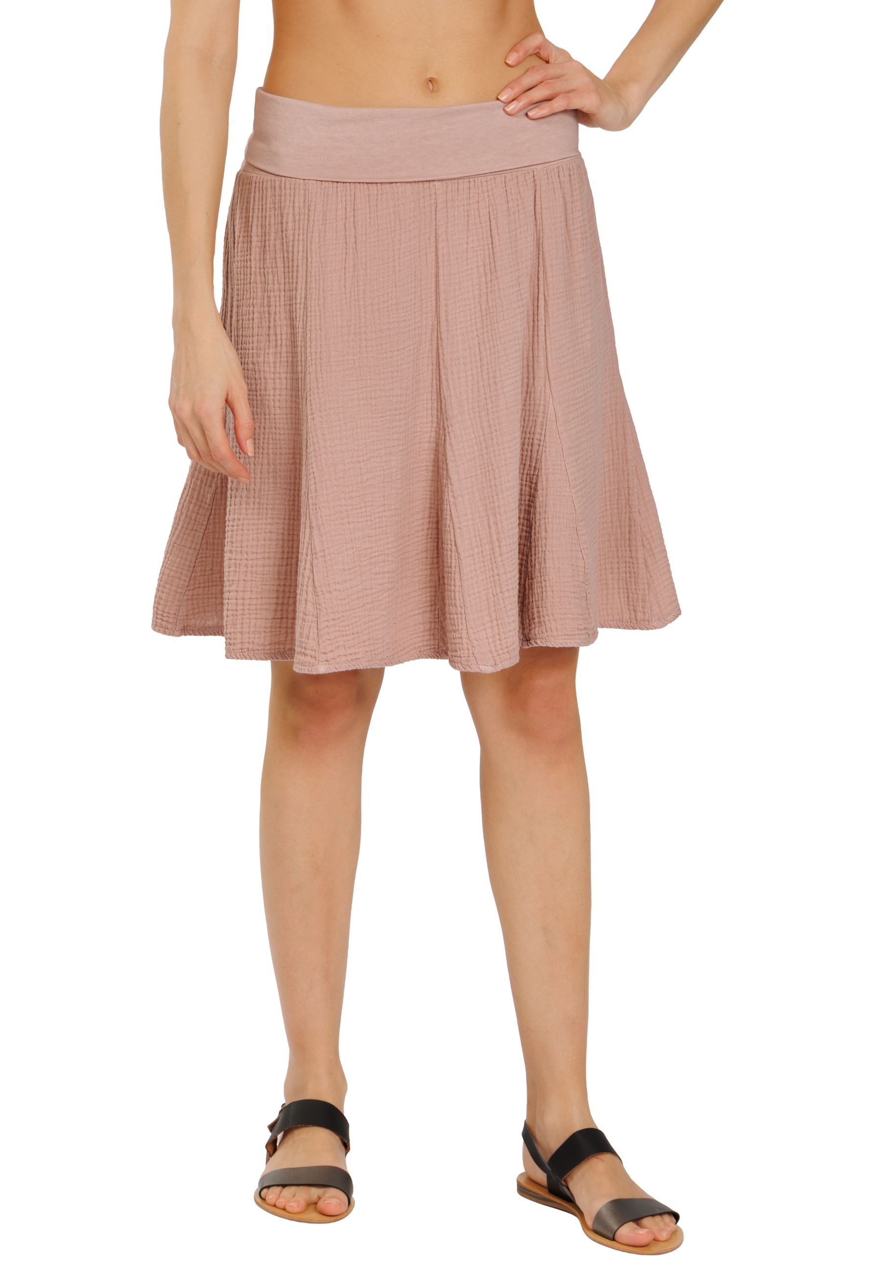 Caspar Faltenrock Damen Musselin Midi Rock knielang 100% Baumwolle Made in Italy - Ro037