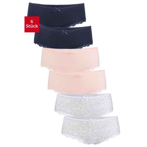 Fabio Farini Panty Frauen Unterwäsche - Damen Slips aus Baumwolle (Packung, 6-St) im Bikini-Style mit dezenter Spitze