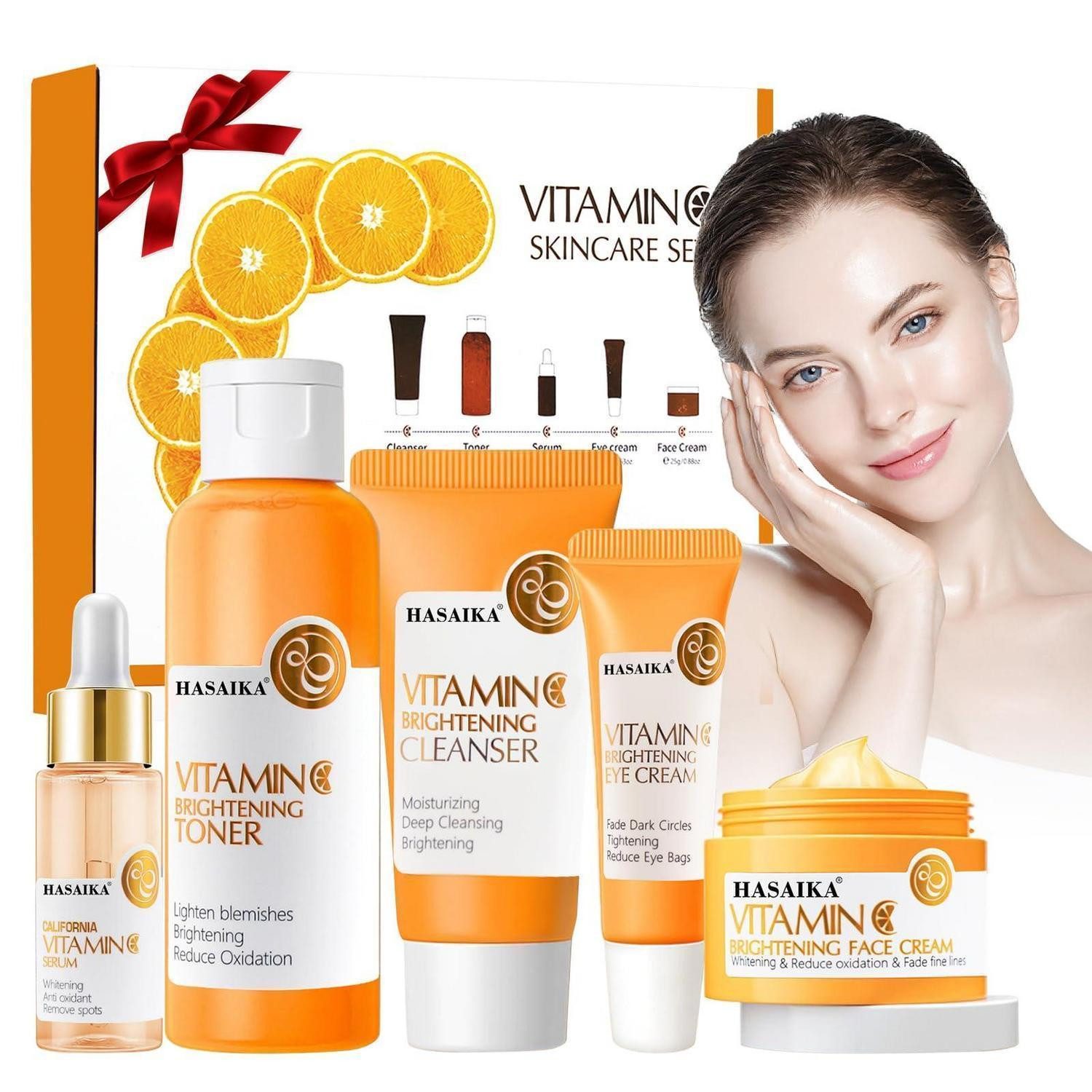 LuxusKollektion Pflege-Geschenkset Hautpflege Set Vitamin C 5 Teile