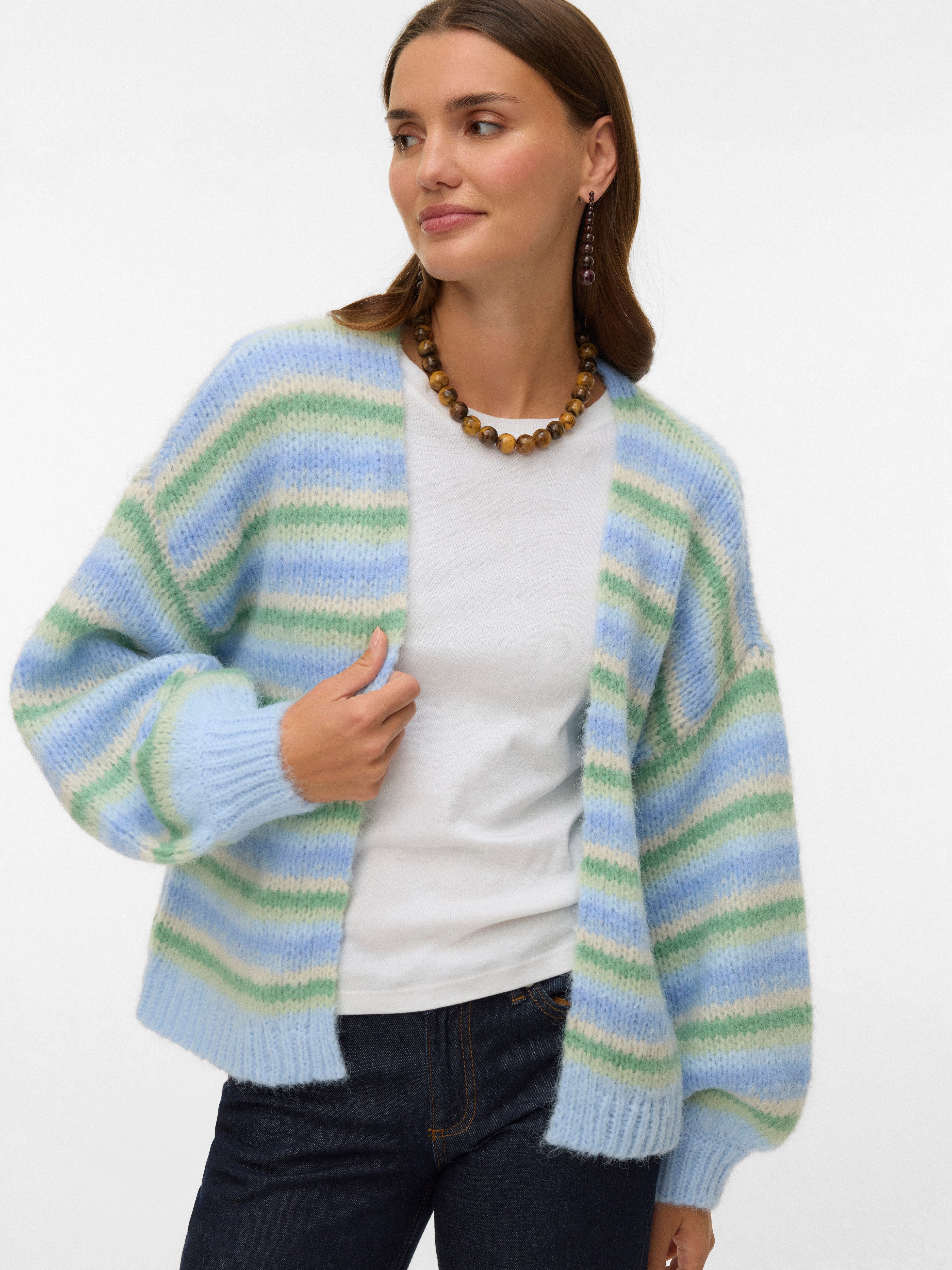 Vero Moda Strickjacke VMMAYBE STRIPE LS OPEN CARDIGAN NOOS Kunstfaser, loos günstig online kaufen