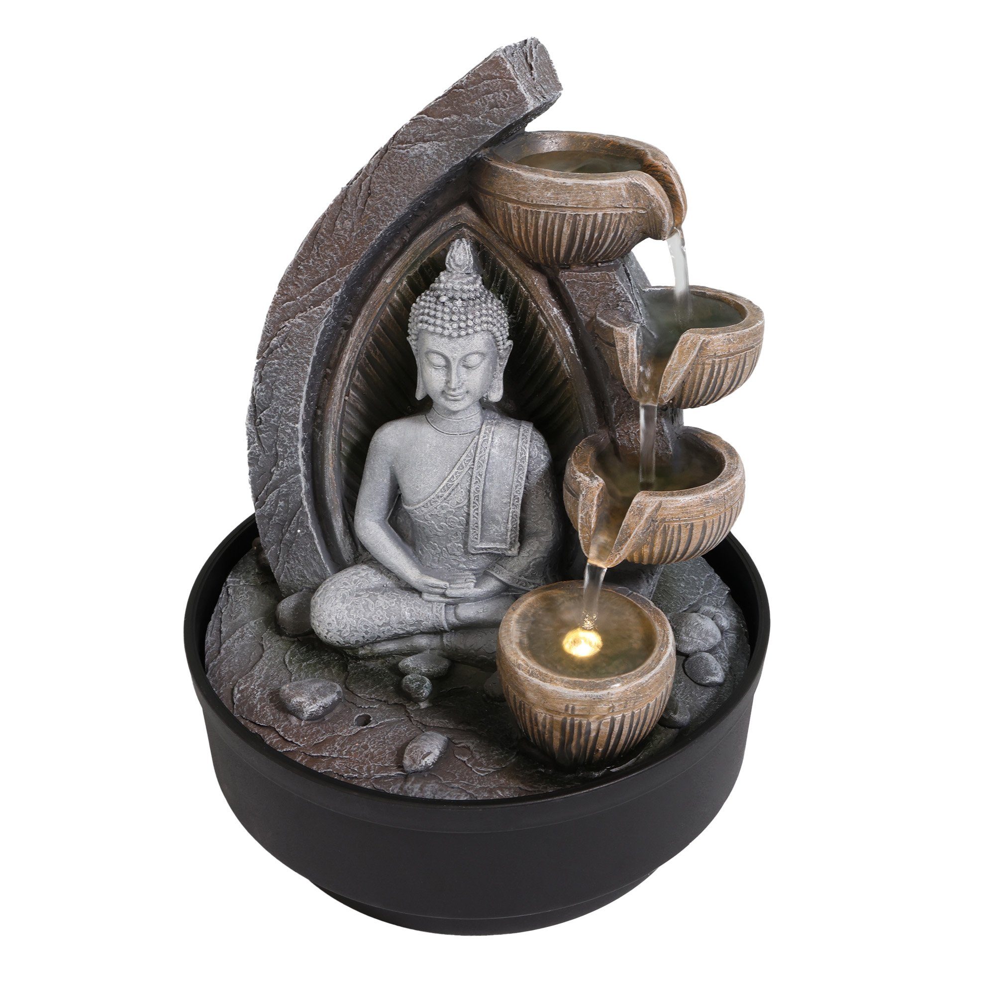 Lemodo Zimmerbrunnen Tischbrunnen Buddha mit Beleuchtung, mit LED-Beleuchtu günstig online kaufen