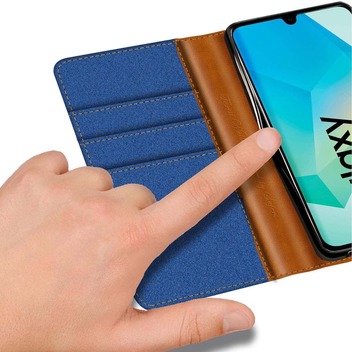 CoolGadget Handyhülle Denim Schutzhülle Flip Case für Samsung Galaxy A17 5G 6,7 Zoll, Book Cover Handy Tasche Jeans Hülle für Samsung A17 4G 5G Klapphülle – Bild 4 von 5