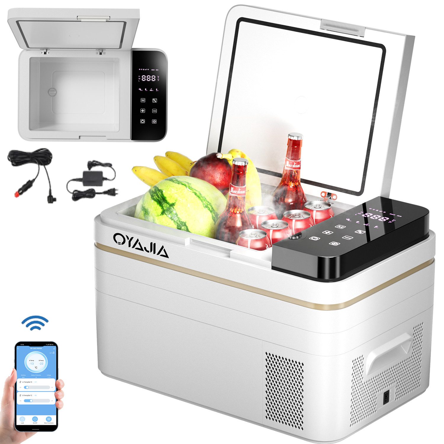 oyajia Kühlbox Kompressor Kühlbox 31L, APP-Steuerung und Großem Display, 12V/24V, 31 l, Kühlbox Elektrisch, bis -20 °C für Auto, Lkw, Boot, Reisemobil,Camping