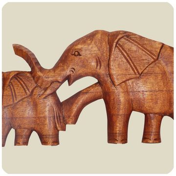 SIMANDRA Wanddekoobjekt 3 Elefanten, Holz Maske aus Suar-Holz afrikanische Schnitzerei Handarbeit
