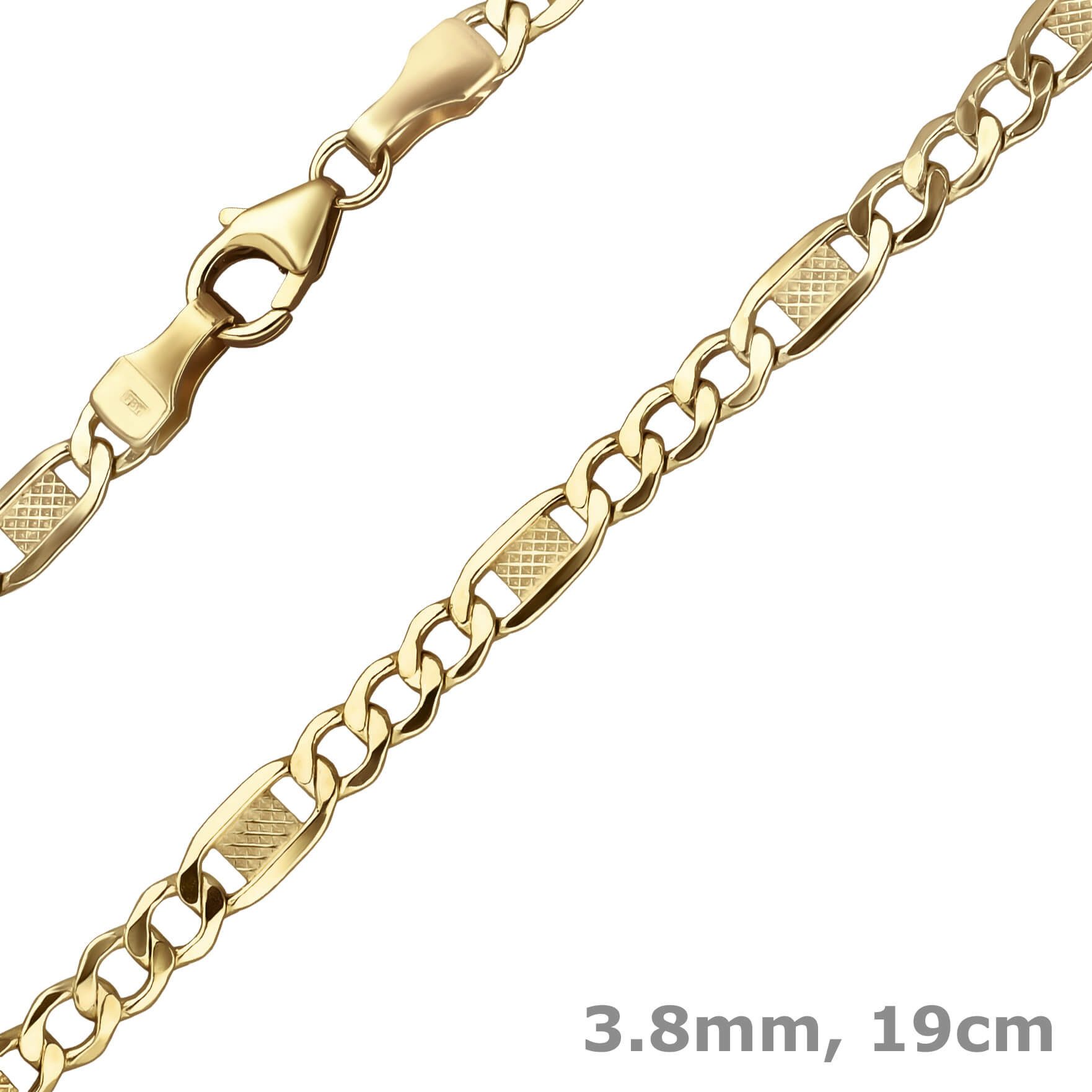 Schmuck Krone Goldarmband 3,8mm Armband Fantasiekette aus 333 Gelbgold 19cm, Gold 333