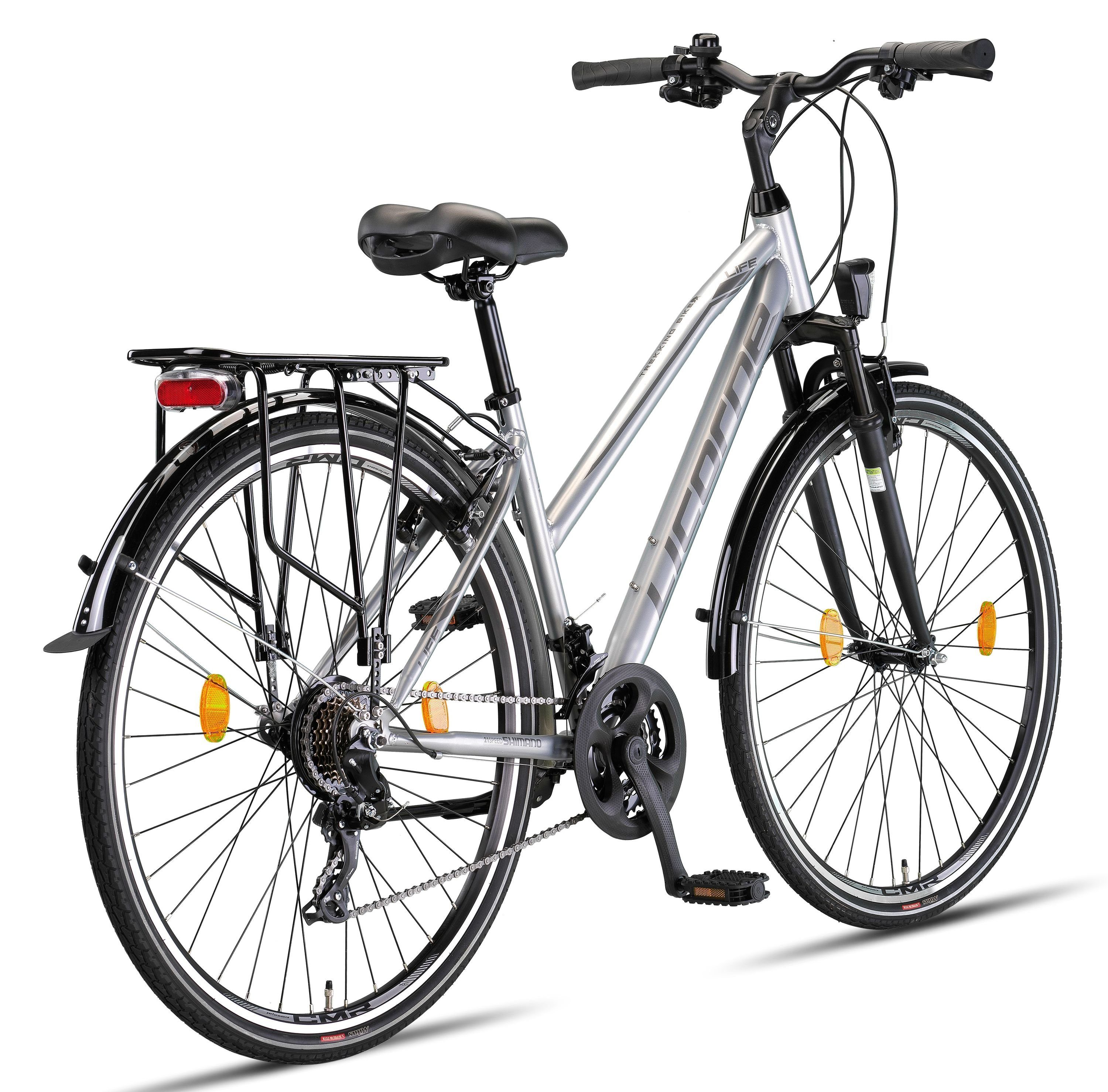 Gang 28 Bike Zoll, Bike in Bike Licorne Trekking Trekkingrad 21 L-V-ATB Grau/Schwarz Licorne Premium