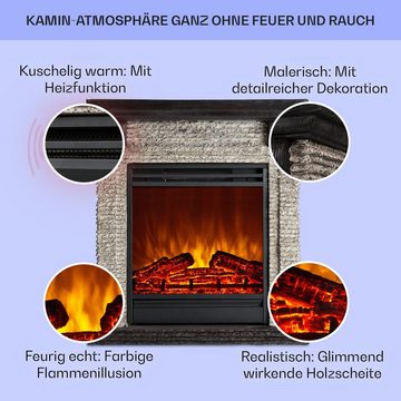 Klarstein Elektrokamin Etna, elektrischer Kamin mit Heizfunktion Heizlüfter elektrischer Kaminofen