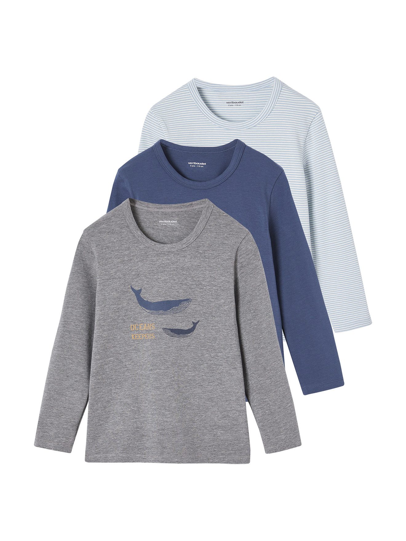Unterhemd 3er-Pack Jungen Shirts mit Wal BASIC