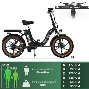 CITYSPORTS E-Bike RCB-RK6S 20 ZOLL, 7 Gang Shimano, 250W Heckmotor, 20" E-bike E-fahrrad Elektrofahrrad klapprad max.90km