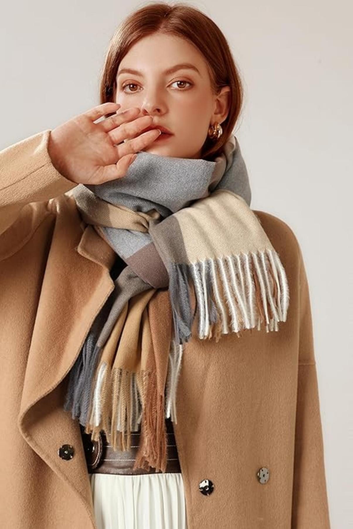 Coonoor Modeschal Karierter Damen Schal mit Fransen, im Oversize Look,für H günstig online kaufen