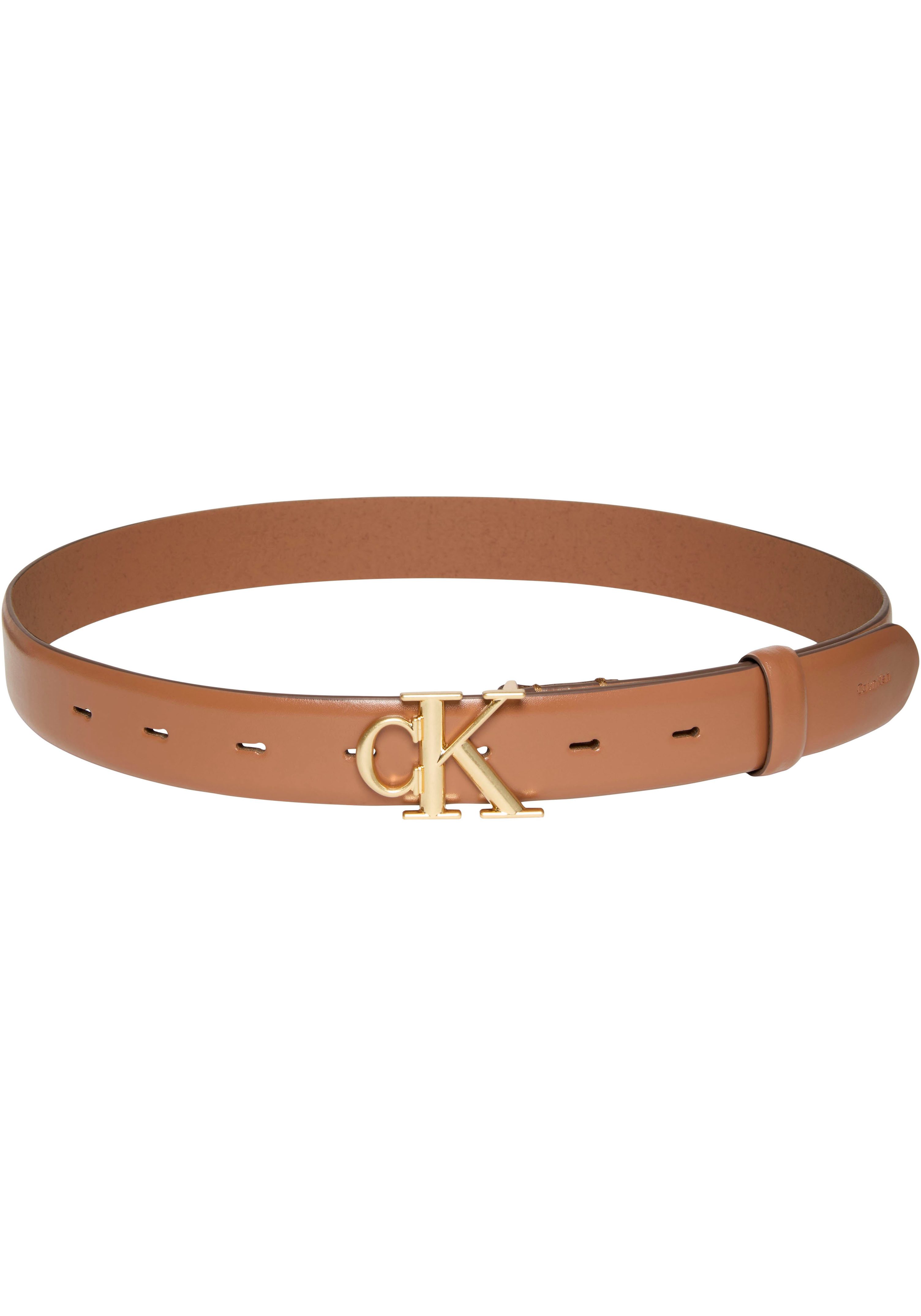 Calvin Klein Ledergürtel ROUND CK BUCKLE 30MM BELT SMOOTH Größenverstellbar mit Metallschließe