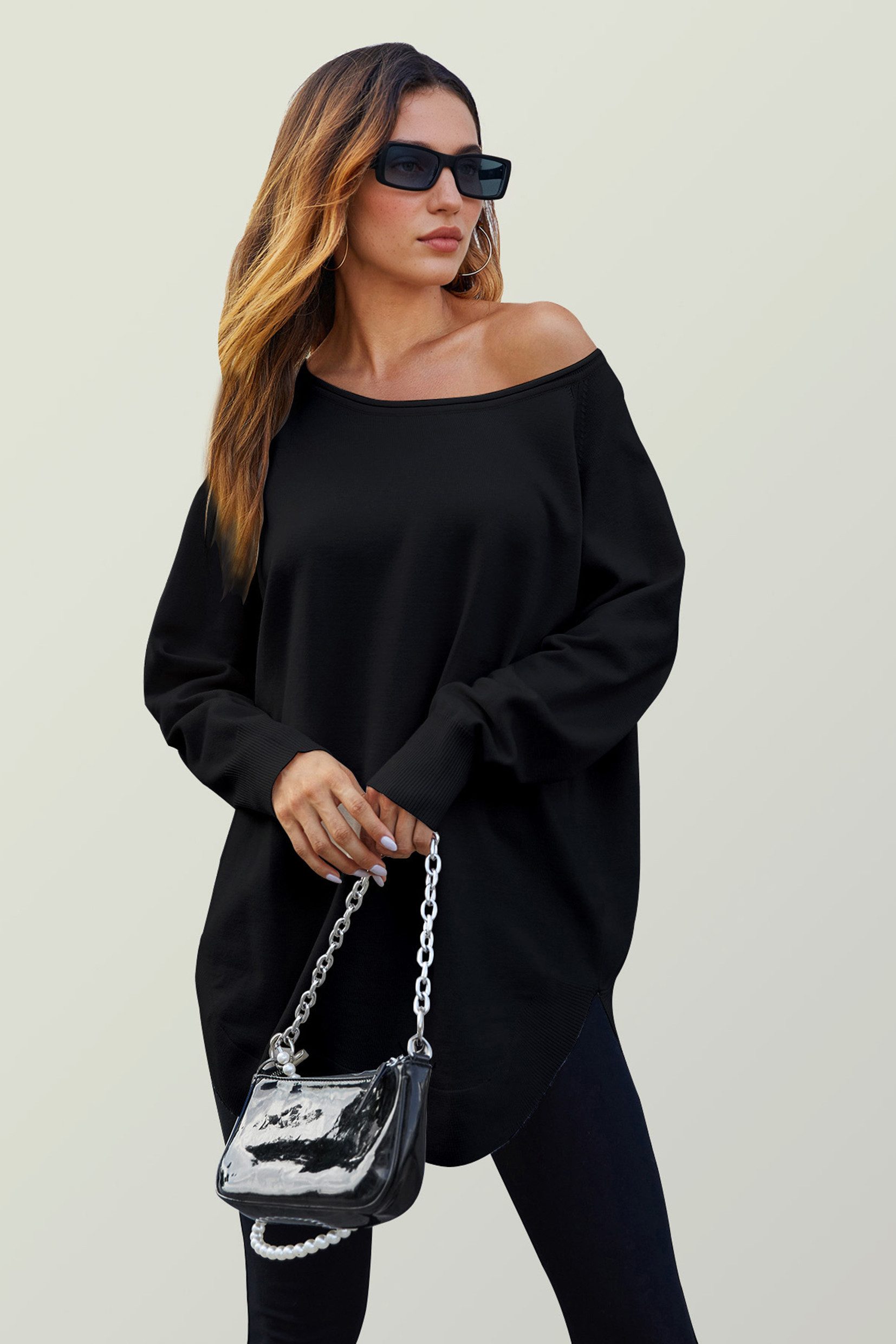 FS Collection Longpullover Damen Longpullover Oversize Strickpullover für H günstig online kaufen