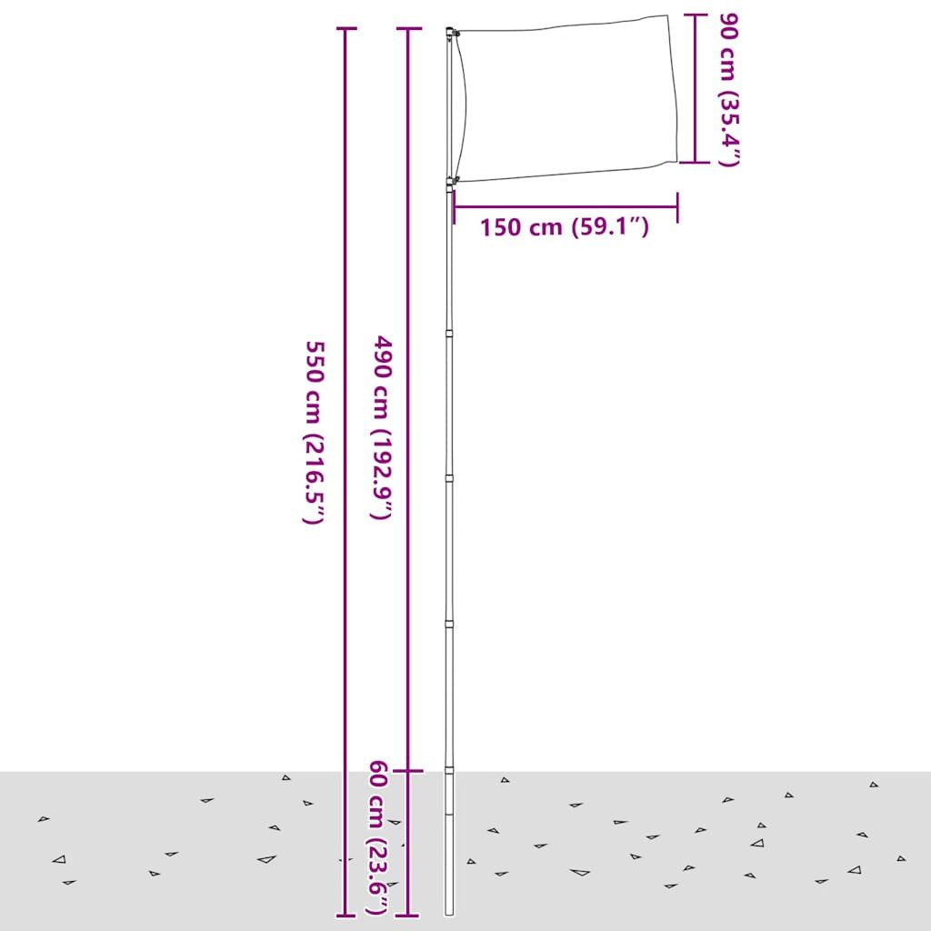vidaXL Flagge Flagge der Türkei mit Mast 5,5 m Aluminium