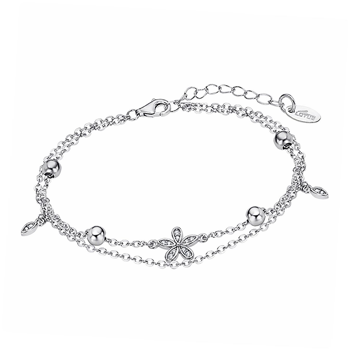 LOTUS SILVER Silberarmband LOTUS Silver Armband Blume Kugeln 925 (Armband), Armband Blume, Kugeln ca. 16cm, 925 Sterling Silber, Farbe: silber