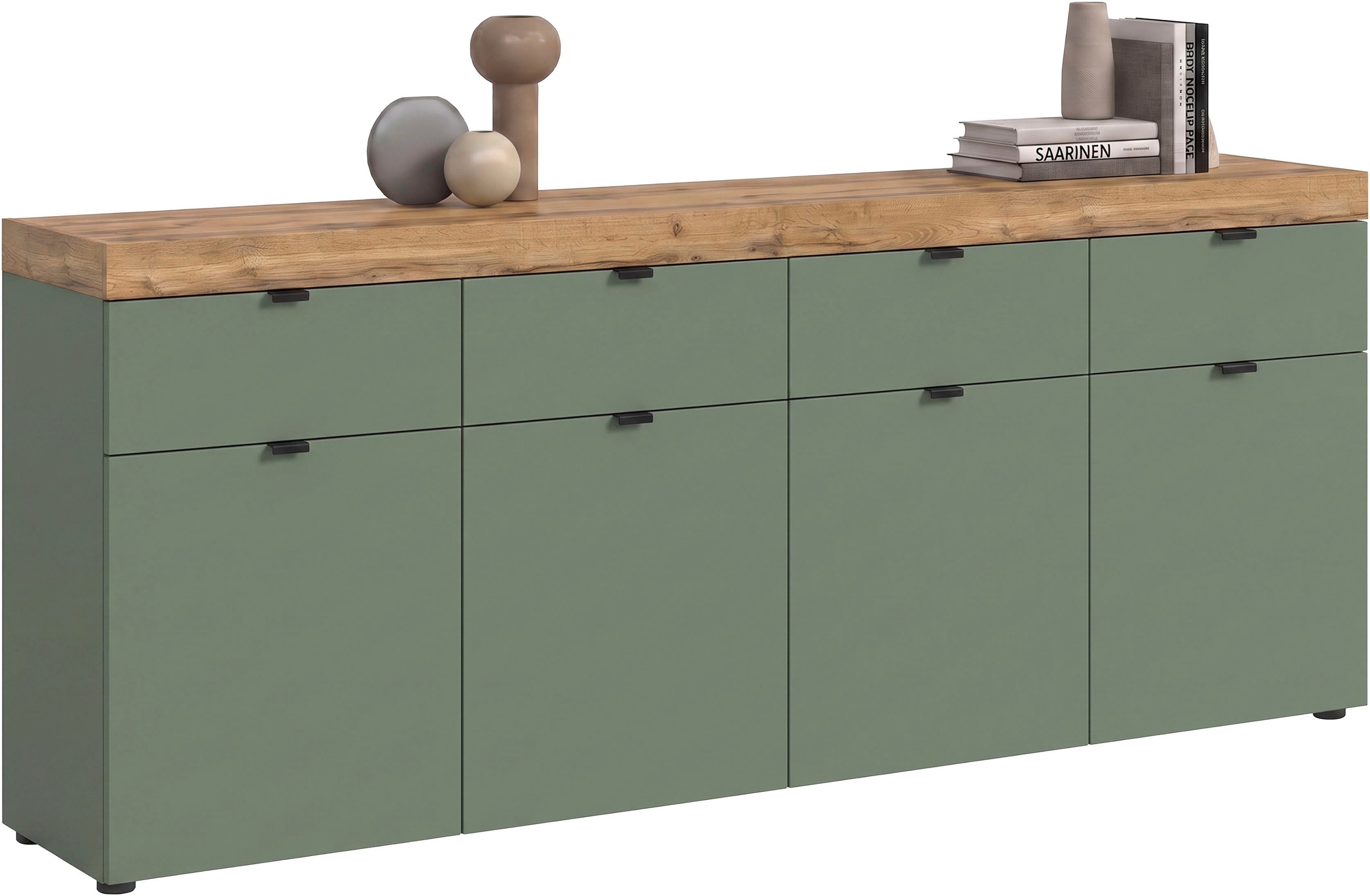 OTTO home Sideboard MAMBO II, Breite 200cm, 4 Türen, 4 Schubkästen, 8 Fächer (1 St., 2-farbige Ausführung, in verschiedenen modernen Trendfarben erhältlich), Kommode, Anrichte, Wohnzimmer, Schlafzimmer