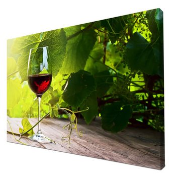 wandmotiv24 Leinwandbild Glas mit Rotwein im Weinberg, Essen & Trinken (1 St), Wandbild, Wanddeko, Leinwandbilder in versch. Größen