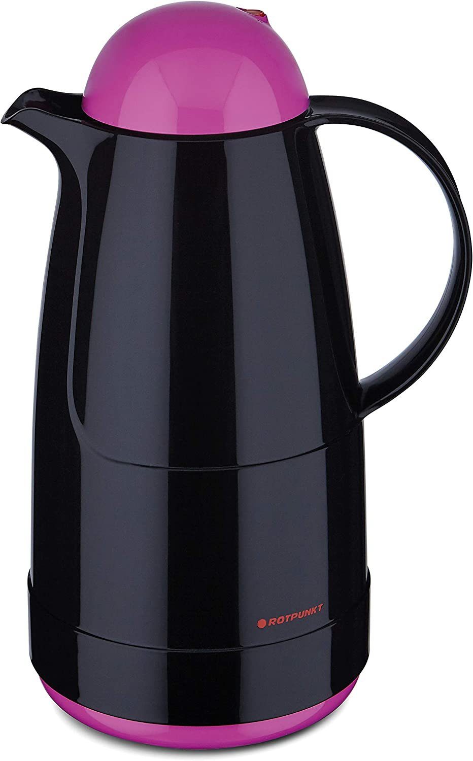 ROTPUNKT Isolierkanne 1,5 ltr. hochwertig I Glaseinsatz I BPA Frei I 24 Std warm 36 std kalt, 1.5 l, (Kaffeekanne I Teekanne, black/bottlepop), Glaskolben aus doppelwandigem Rosalin-Glas