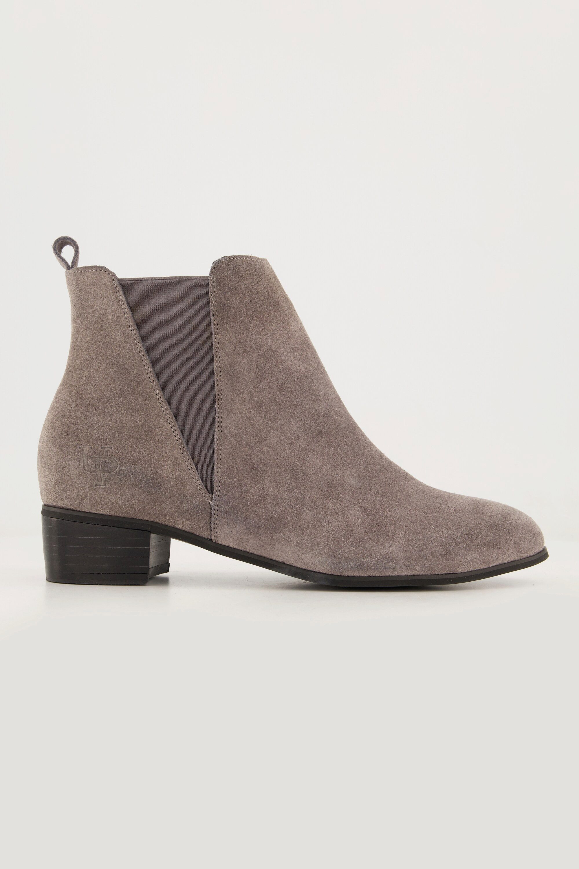 Ulla Popken Leder-Stiefeletten Veloursleder Elastikeinsatz Stiefelette günstig online kaufen