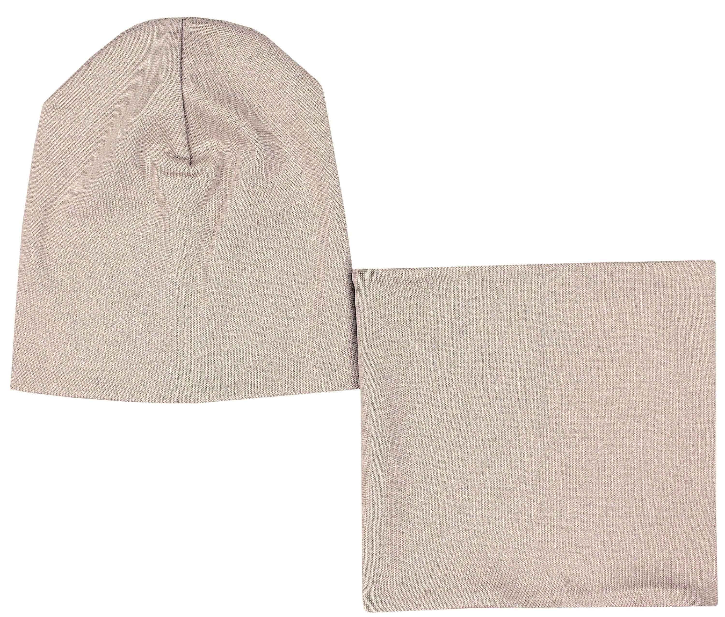 TupTam Beanie Kinder Beanie Mütze Schlauchschal Set aus Jersey und Rippstoff