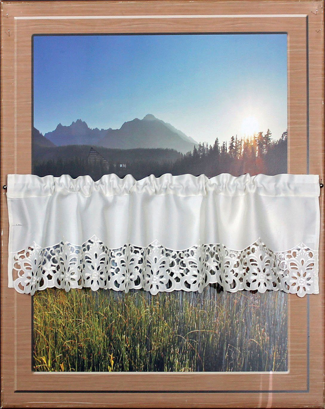 HOSSNER - ART OF HOME DECO Querbehang Rießersee (1 St), Stangendurchzug, blickdicht, mit Ausbrenner-Stickerei