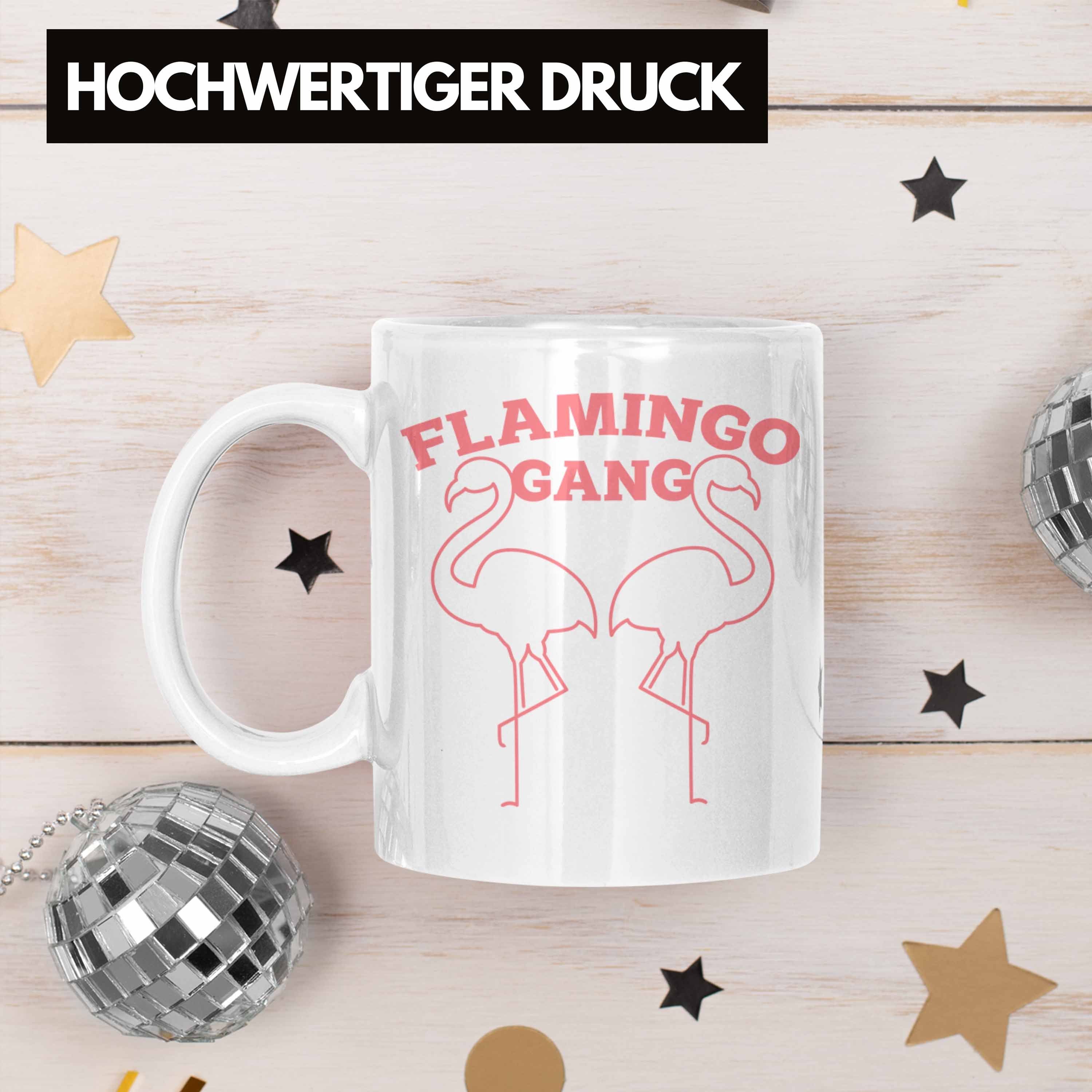 Trendation Tasse Trendation -Flamingo Weiss Geschenkidee Pink Tasse Lustige Flamingo-Fans Fla