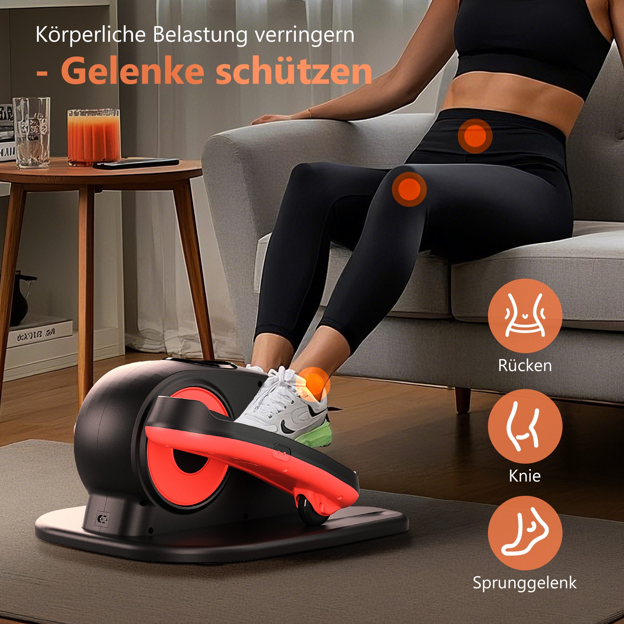 ChaCool Ellipsentrainer Crosstrainer Mini-Stepper, Untertisch Beintrainer, LCD-Display