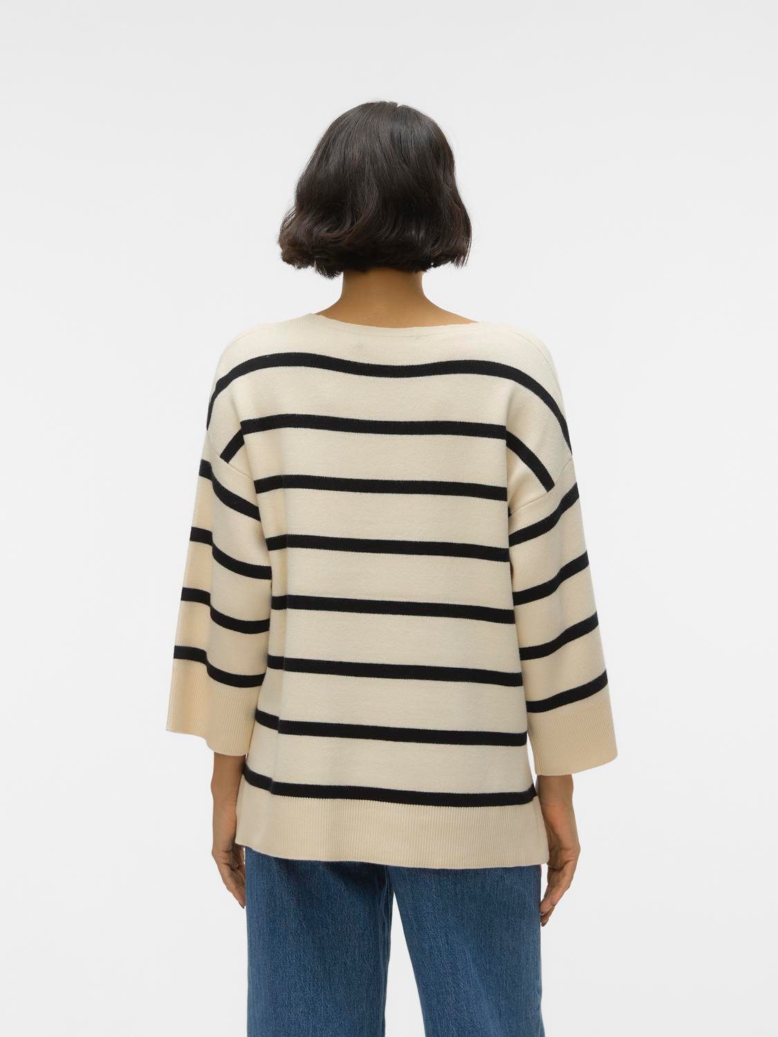 Vero Moda V-Ausschnitt-Pullover VMSABA 3/4 V-NCK STRIPE PULLOVER GA NOOS günstig online kaufen