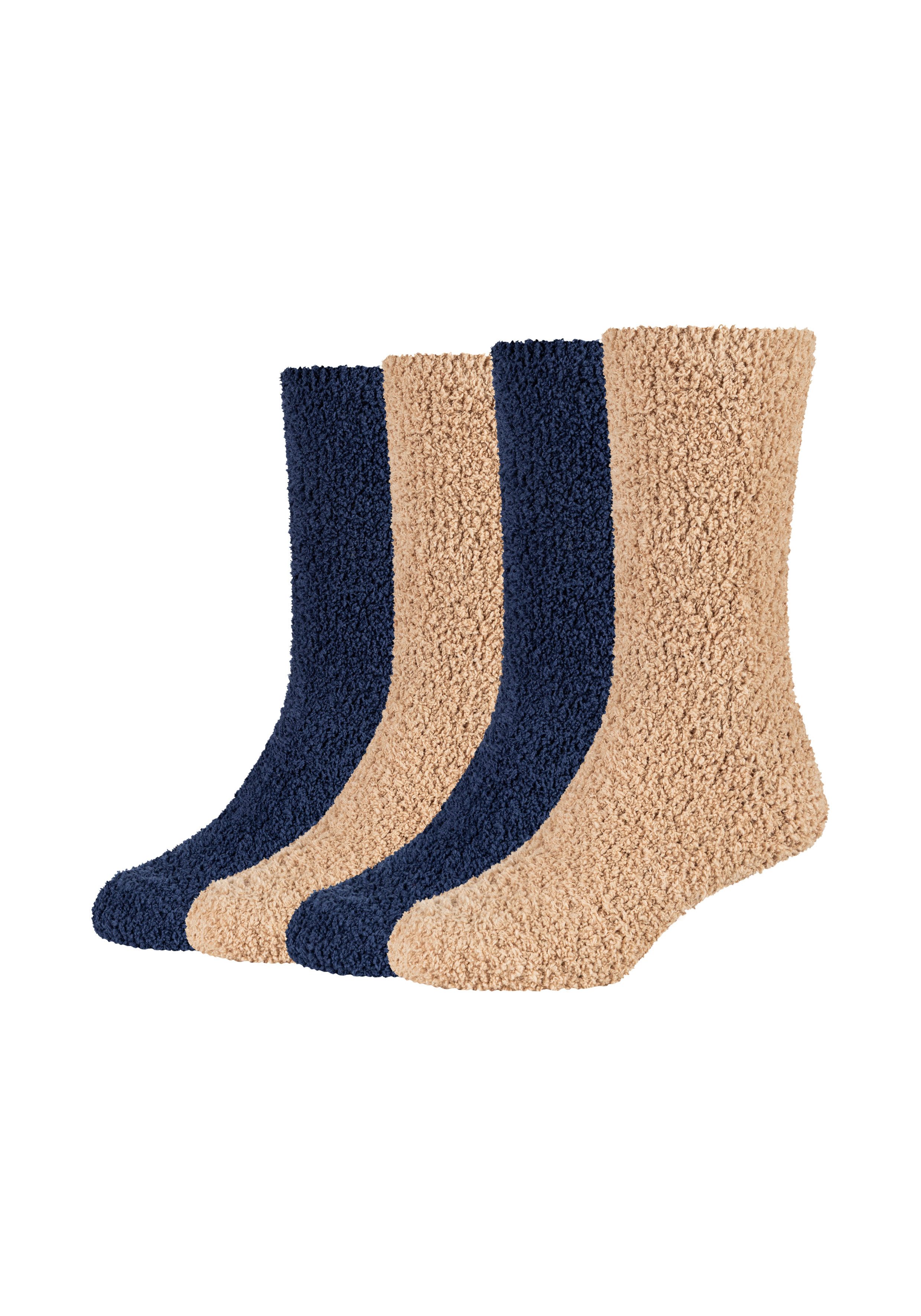 Camano Socken warm & cozy (4-Paar, 4 Paar) Crew-Schnitt, mit weichem Bund ohne Gummidruck, warme Kuschelqualität