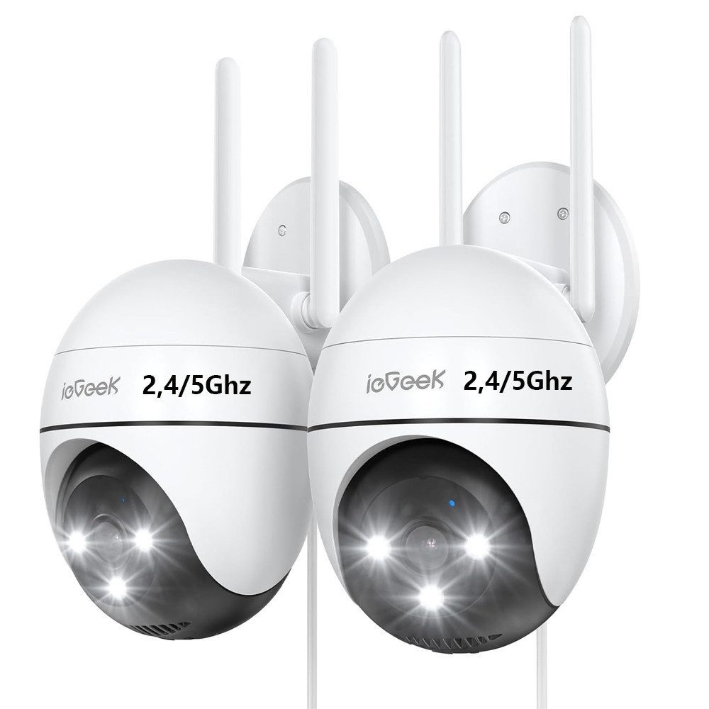 TWUFY Überwachungskamera ieGeek 5MP Überwachungskamera Aussen WLAN 2,4/5GHz Dualband WiFi (Außenbereich, Außen, Aussen, Outdoor, 1-tlg., PTZ IP Kamera Outdoor mit Personenerkennung, Automatische Verfolgung, Farbnachtsicht 20M, 355°/90° Drehwinkel TF/Cloud Kompatibel)