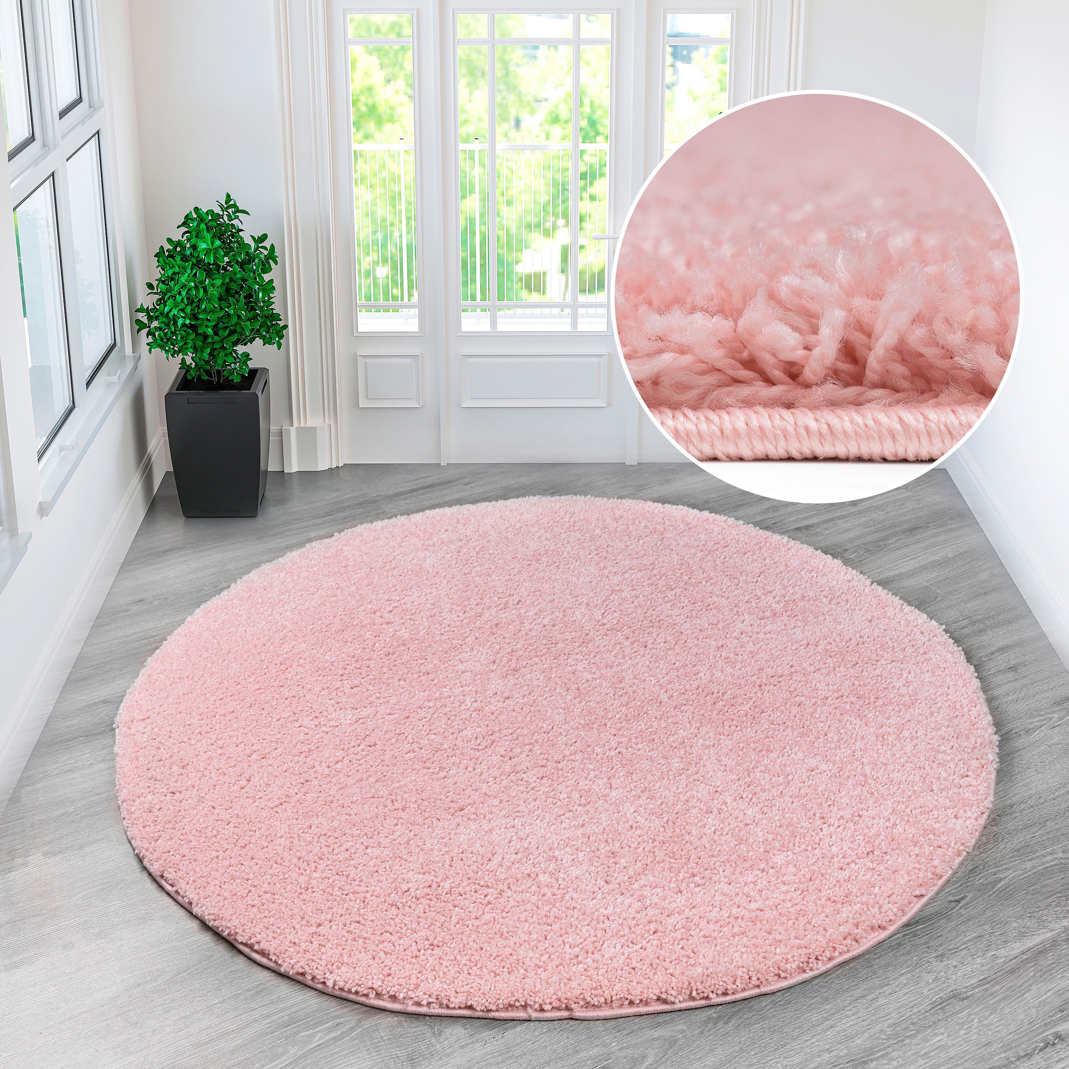 OTTO home Hochflor-Teppich Viva Shaggy, in Standard- und Premium-Qualität, 30 mm oder 45 mm Höhe, rund, Uni Farben, einfarbig, weich, kuschelig, Läufer, Kundenliebling