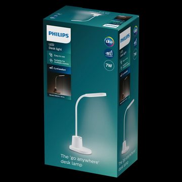 Philips LED Tischleuchte LED Akku Tischleuchte Bucket in Weiß 7,5W 200lm, keine Angabe, Leuchtmittel enthalten: Ja, fest verbaut, LED, warmweiss, Tischleuchte, Nachttischlampe, Tischlampe