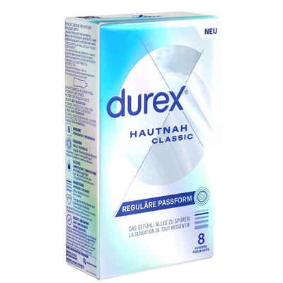 durex Kondome Hautnah Classic Packung mit, 8 St., ultra dünne Markenkondome mit Easy-On™-Passform