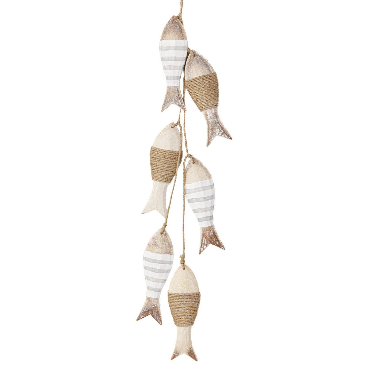 Dekofigur Maritime Deko Hänger Holzfische Jutekordel 88cm