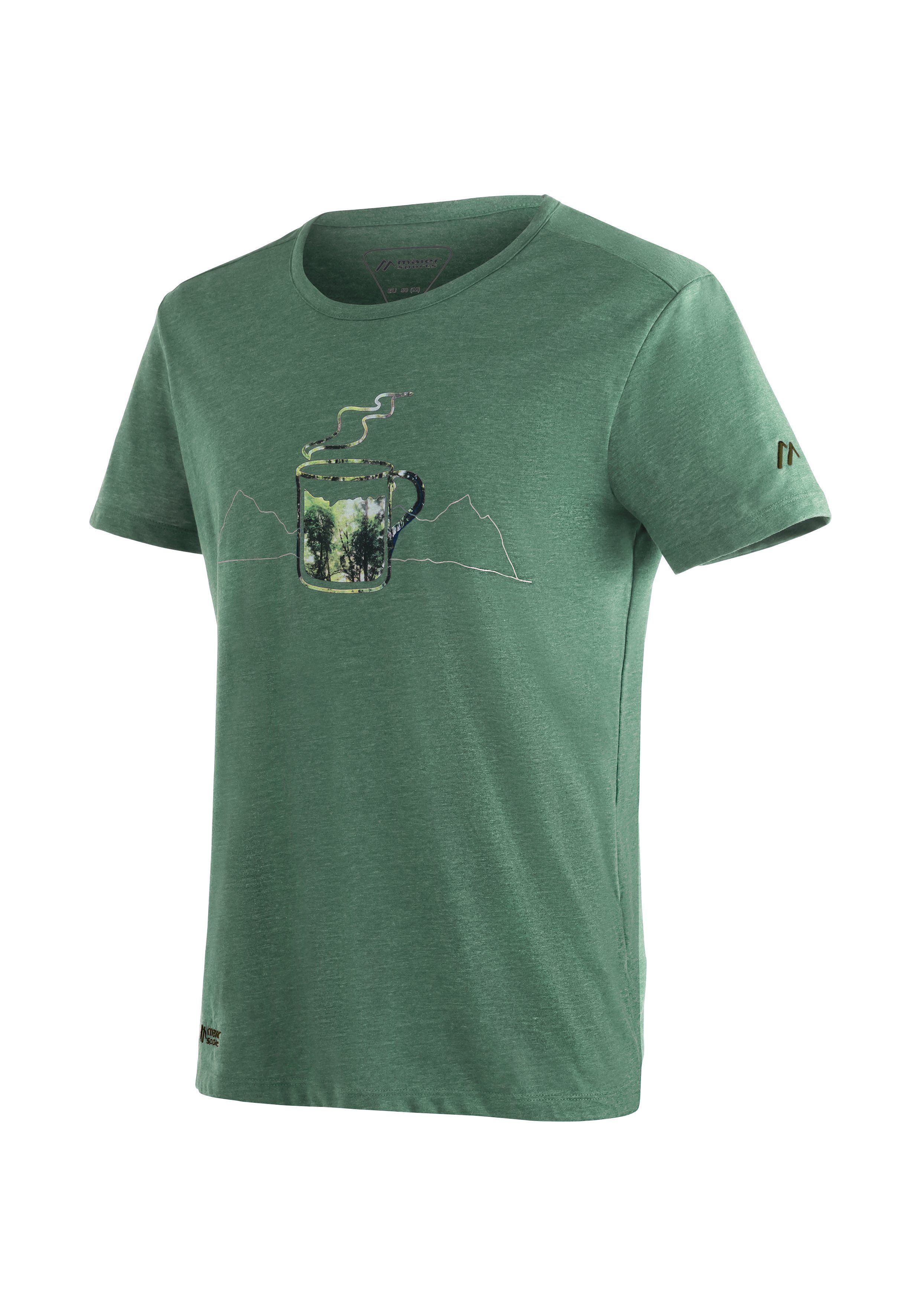 Maier Sports Melange-Optik T-Shirt hellgrün Funktionsshirt Vielseitiges M Break ansprechender Coffee in