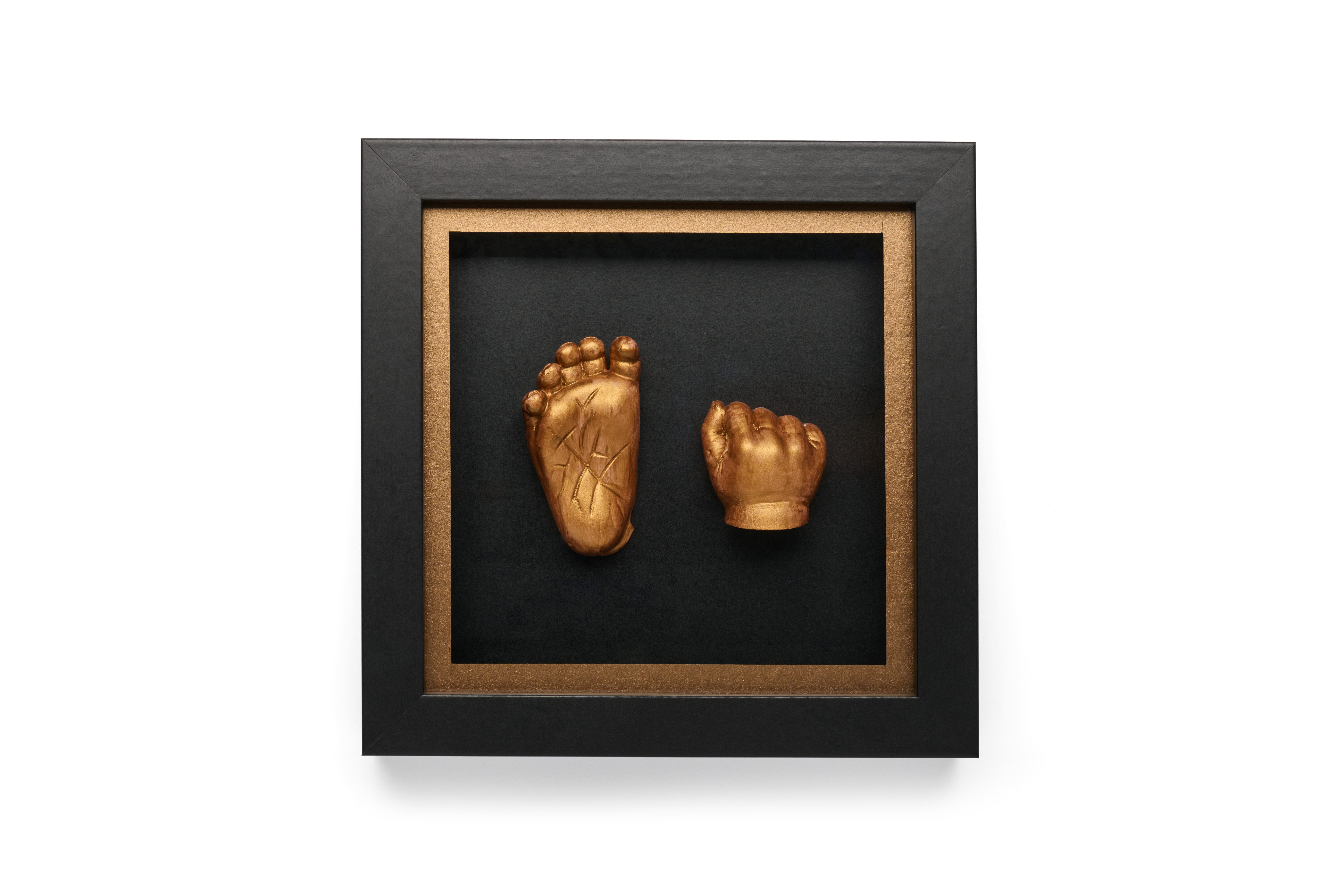 Happy Hands Handabdruck-Set 3D Baby Abdruckset mit Holzrahmen für Hand- und Fußabdruck
