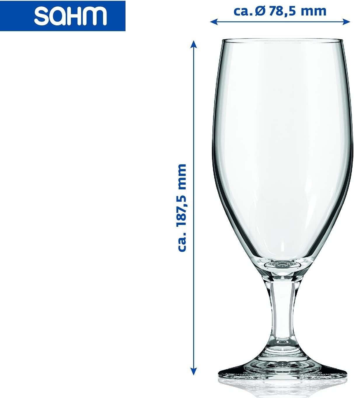 SAHM Bierglas Vienna Pokal Biergläser 0,3 Liter 6 STK Biertulpe, Edles Glas, 100% recycelbar