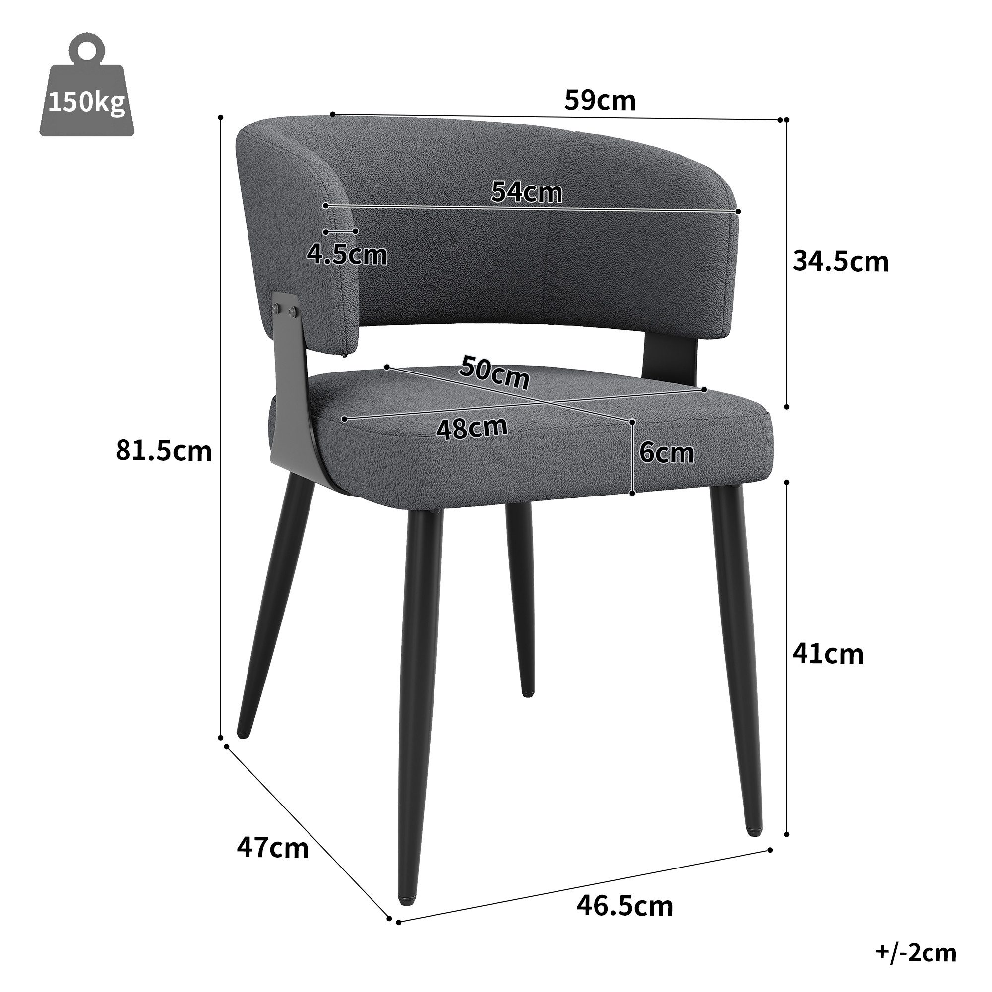 Ulife Esszimmerstuhl Lammwollstoff-Stühle mit Ergonomischer Rückenlehne,Ant günstig online kaufen