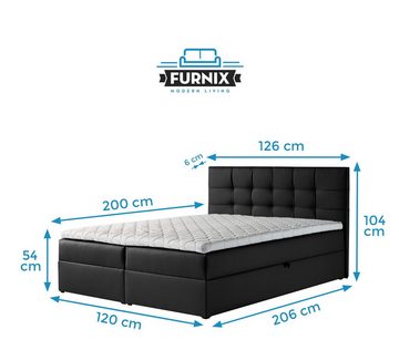 Furnix Boxspringbett TREZO 1 140x200 Polsterbett mit tiefen Bettkasten und Topper Auswahl, hochwertige, pflegeleichte Polsterstoffe