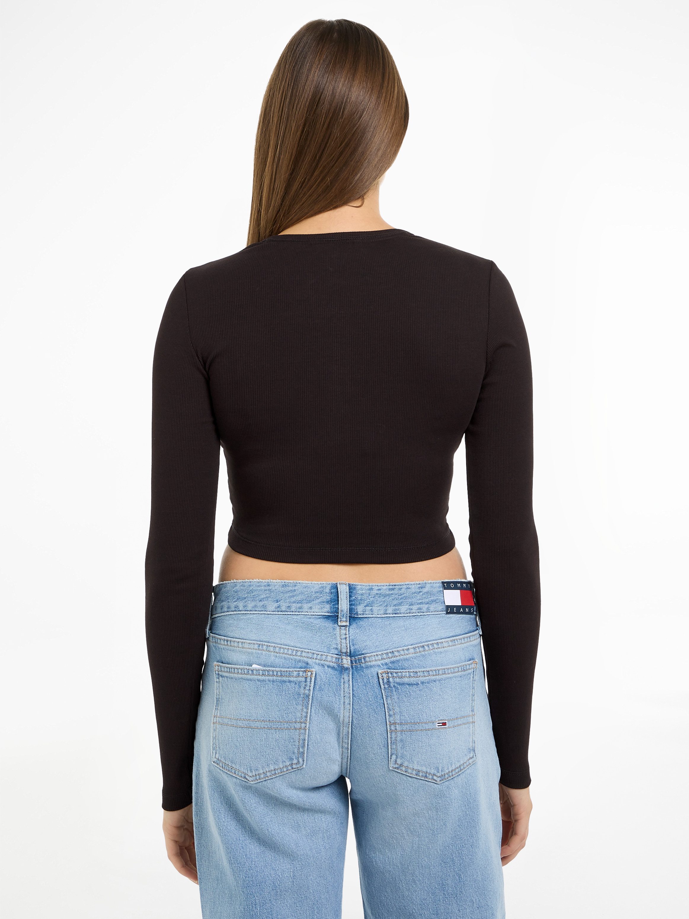 Tommy Jeans Langarmshirt TJW CRP HENLEY TOP LS in modischer Cropped Form günstig online kaufen