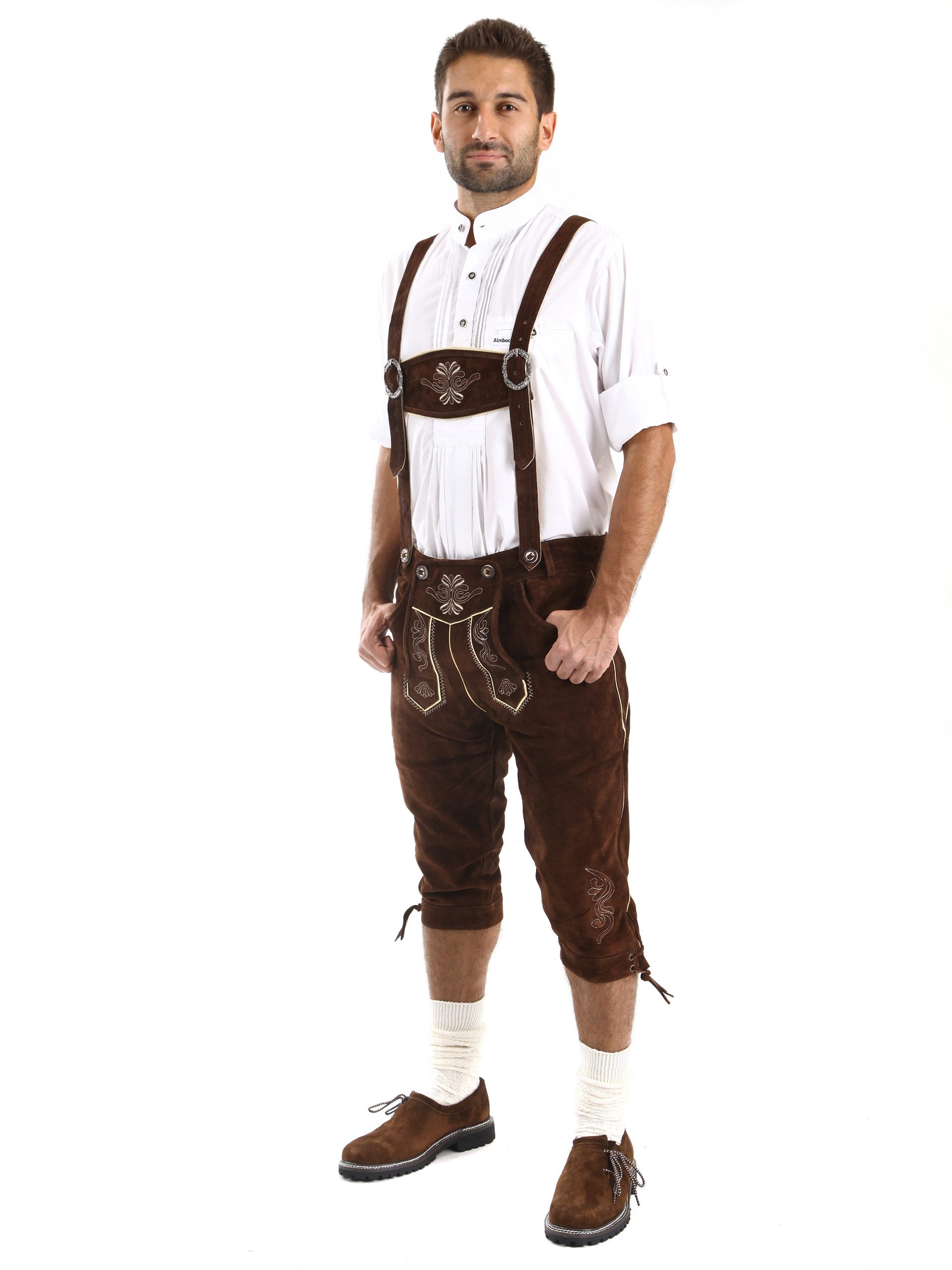 Almbock Trachtenlederhose Trachtenlederhose Herren Kniebund, Lederhose Tracht Oktoberfest (1-tlg)