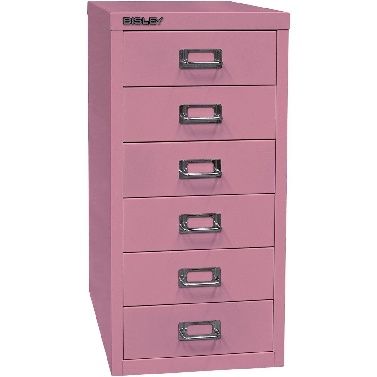 Bisley Beistellschrank MultiDrawer Stahl, pink Schrank Schubladen, A4 aus Sockel, 6 ohne