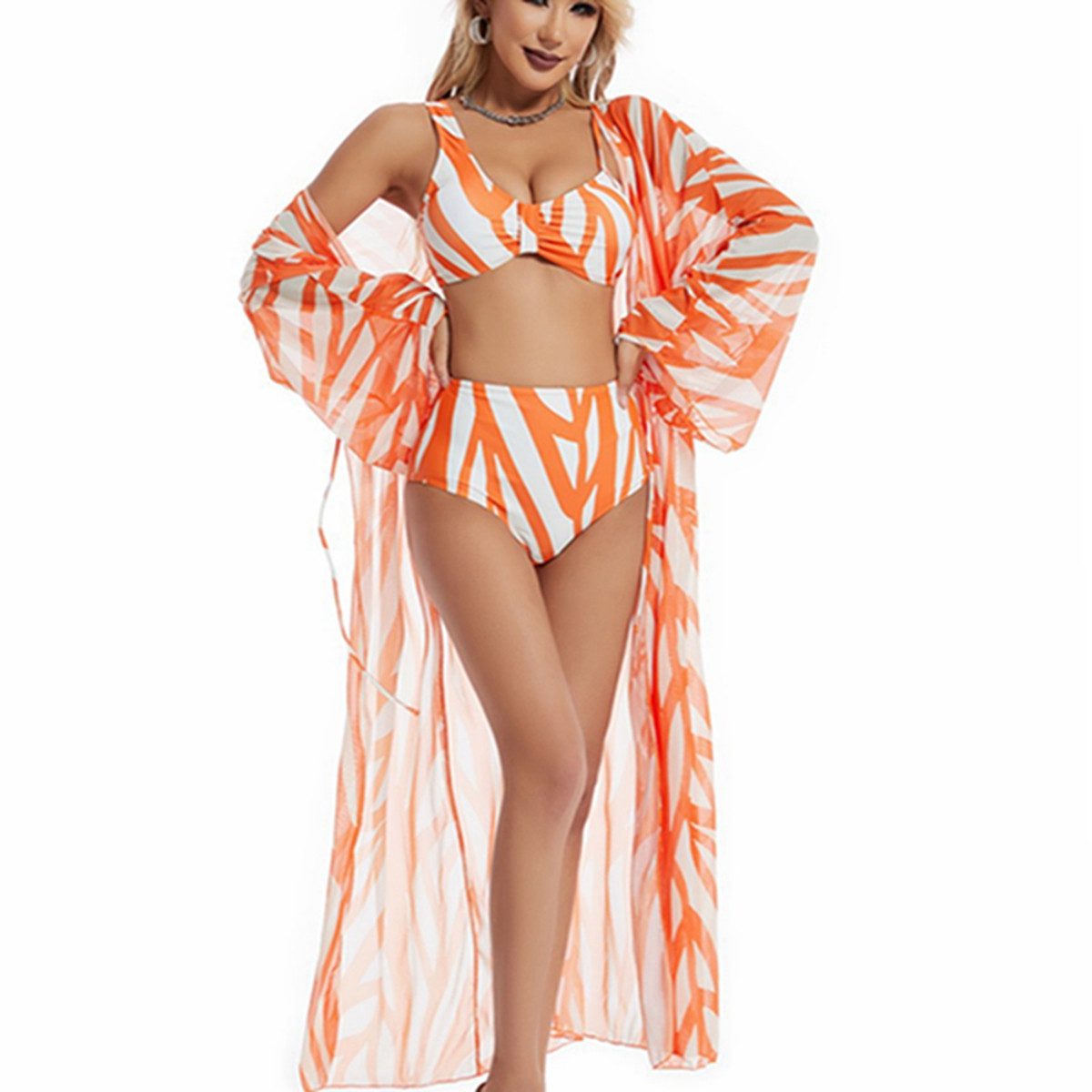 RUZU UG Schwimmanzug Damen Modischer Tankini Badeanzug bedruckt Sonnenschutz Badekleid