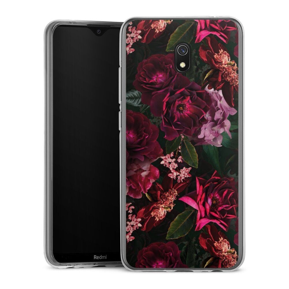 DeinDesign Handyhülle Rose Blumen Blüte Dark Red and Pink Flowers, Xiaomi Redmi 8A Silikon Hülle Bumper Case Handy Schutzhülle