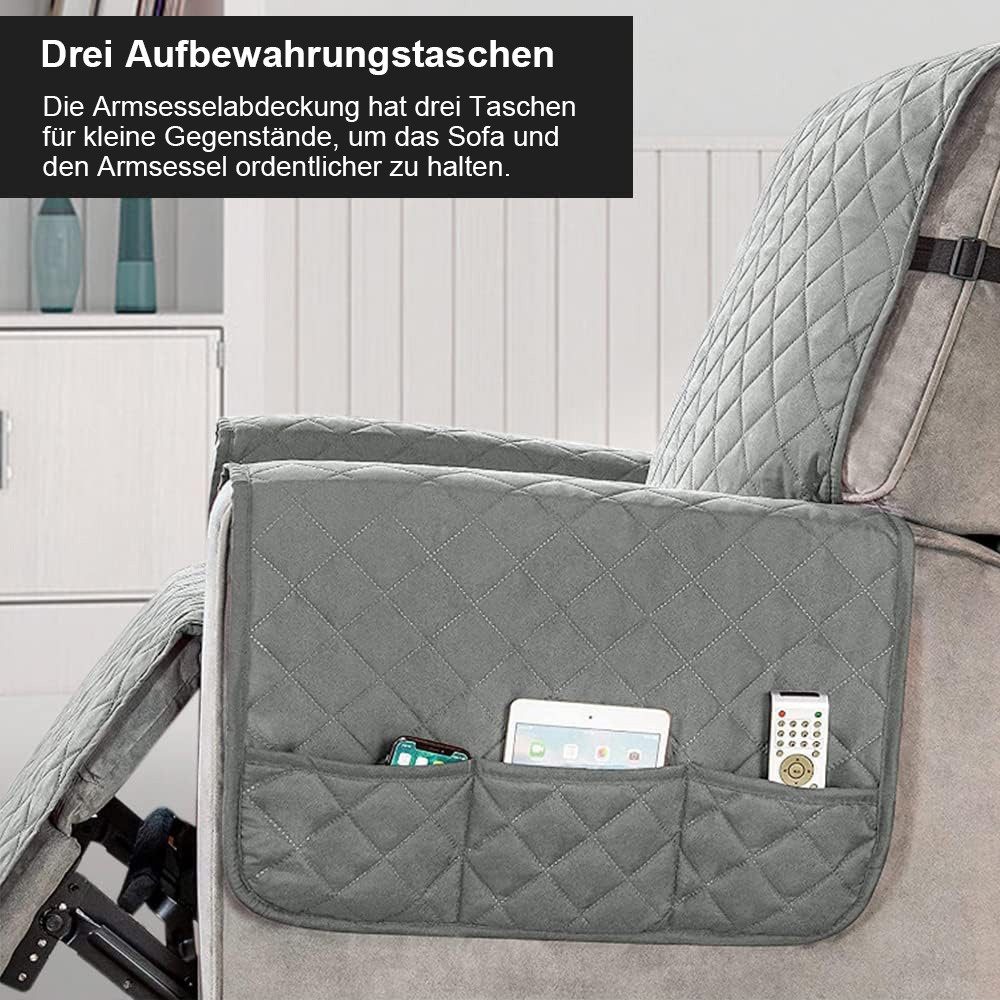 ANYSUN Sesselschoner Liegesofa Sesselbezug, Sesselschoner mit Taschen Sesselüberwurf, Wasserdicht,Anti-Schmutz Waschbar Sesselschutz für Hunde Haustiere