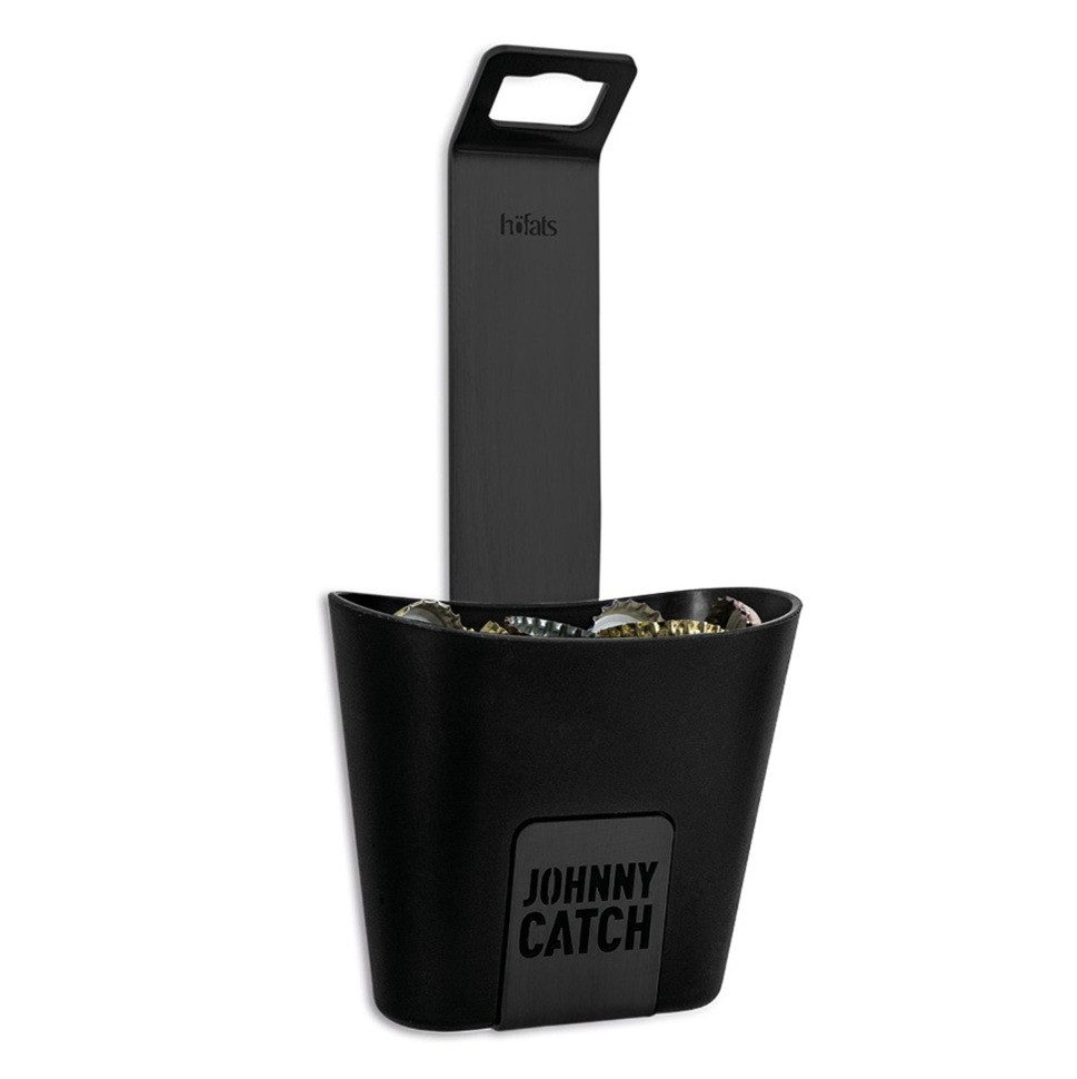 höfats Flaschenöffner JOHNNY CATCH Cup (fängt bis zu 60 Kronkorken, Edelstahl, Bieröffner, Kapselheber, Wandflaschenöffner mit schraubenloser Montage)