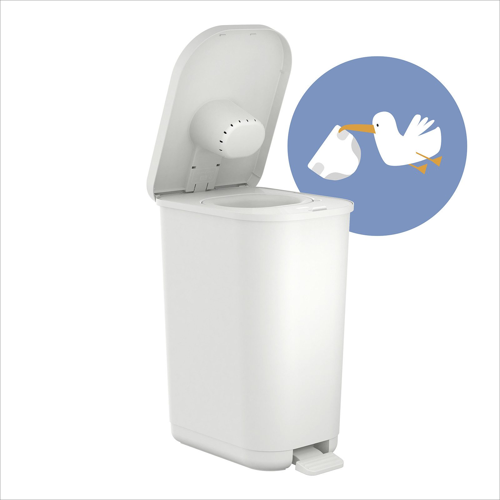 Rotho Babydesign Windeleimer, geruchsdicht, wandelbar zum klassischen Mülleimer