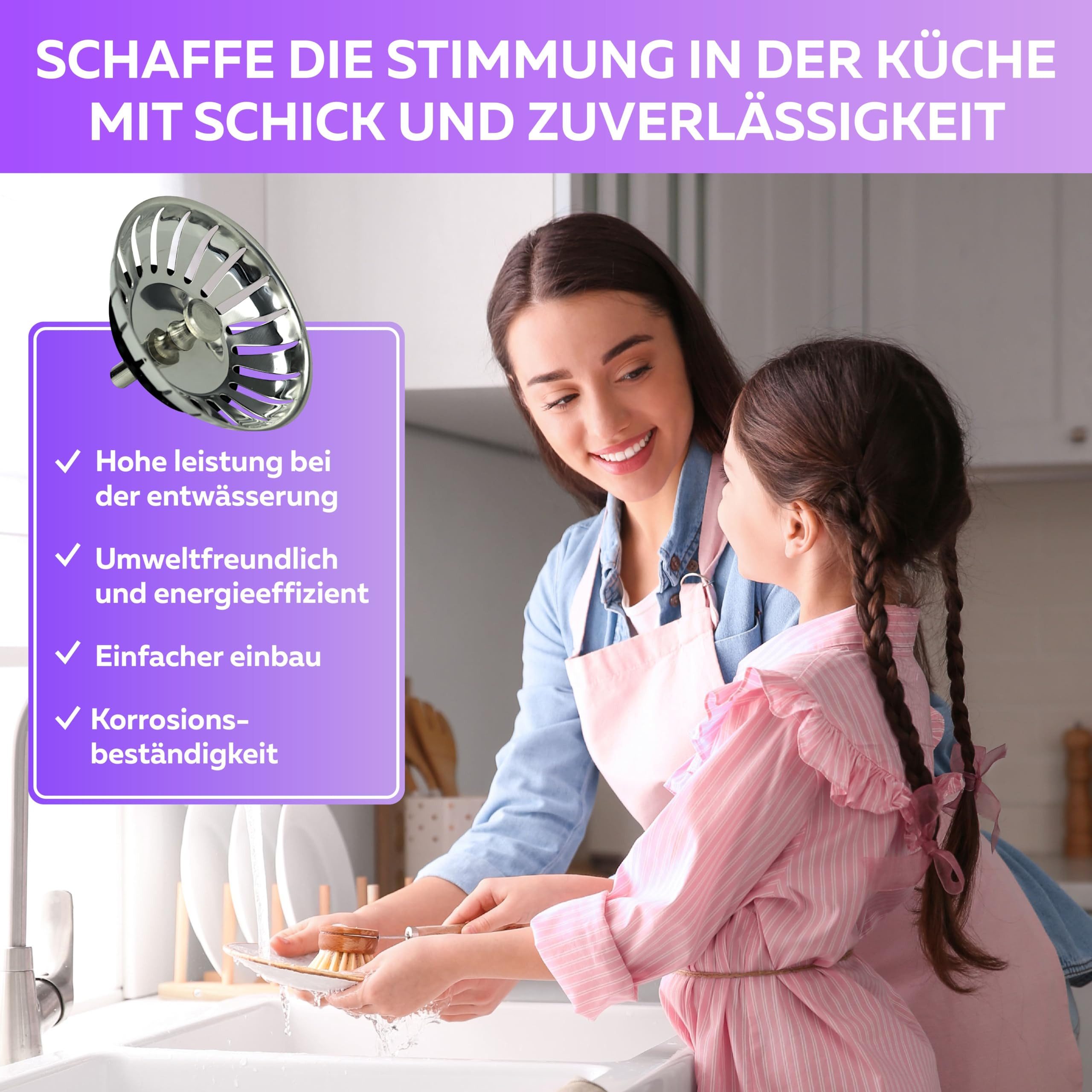 M. Rosenfeld Waschbeckenstöpsel Universal Waschbeckenstöpsel und Abflussstopfen für Küchenspülen