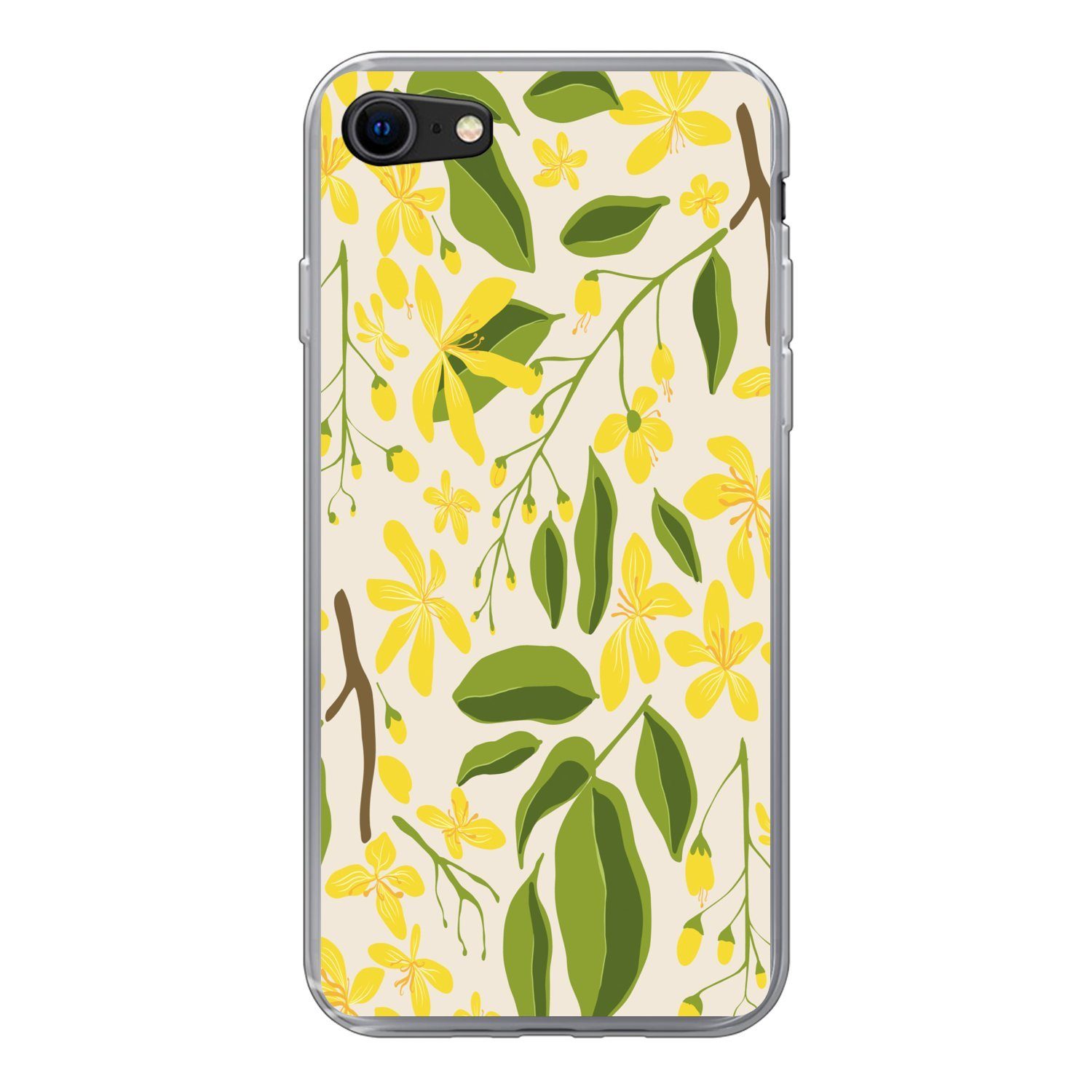 MuchoWow Handyhülle für Apple iPhone 8 Blume - Gelb - Muster, Smartphone-Bumper, Print, Handy Schutzhülle Dünn