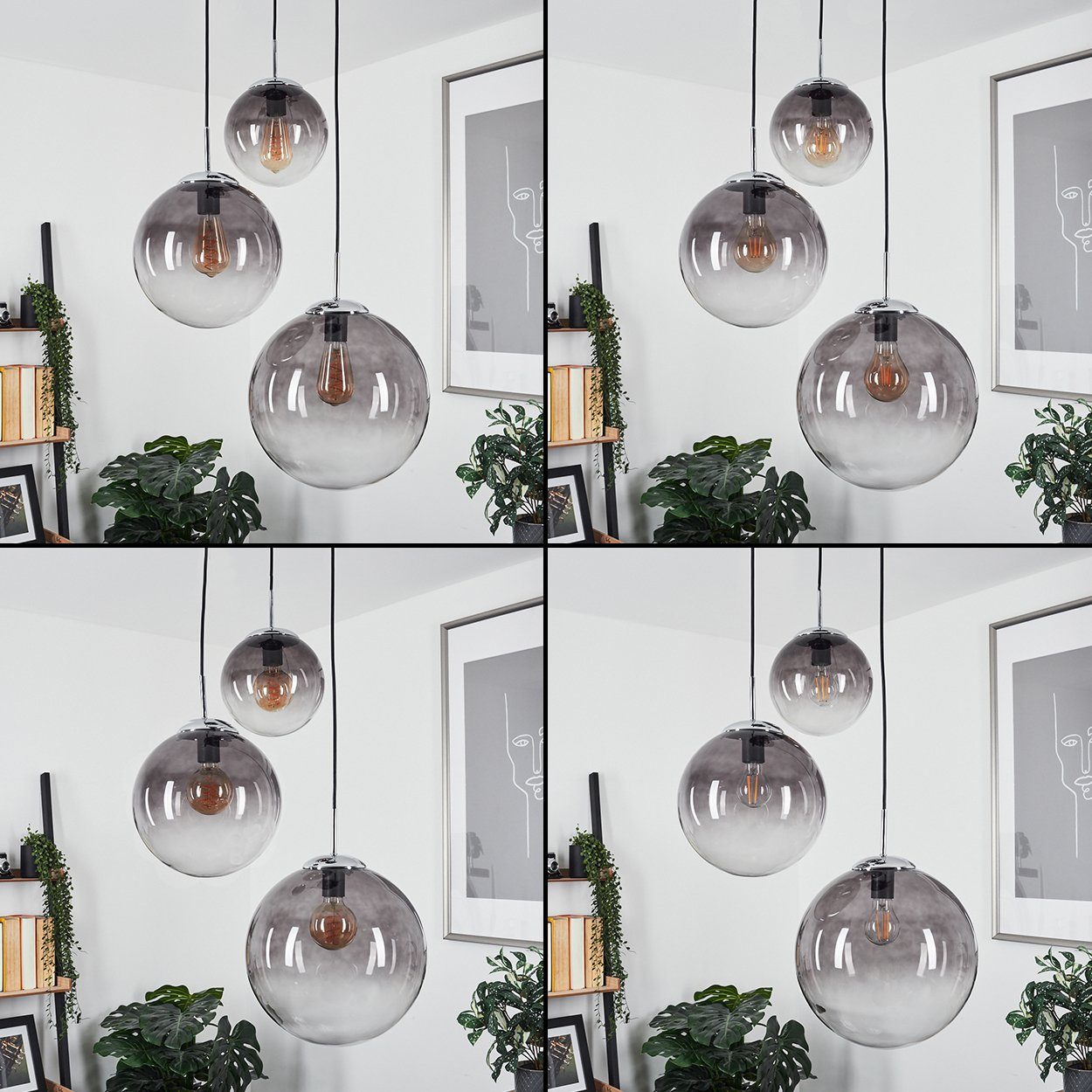 hofstein Hängeleuchte »Arola« runde Hängelampe aus Metall in chrom, ohne Leuchtmittel, mit Schirm Rauchglas, E27 (verstellbar)