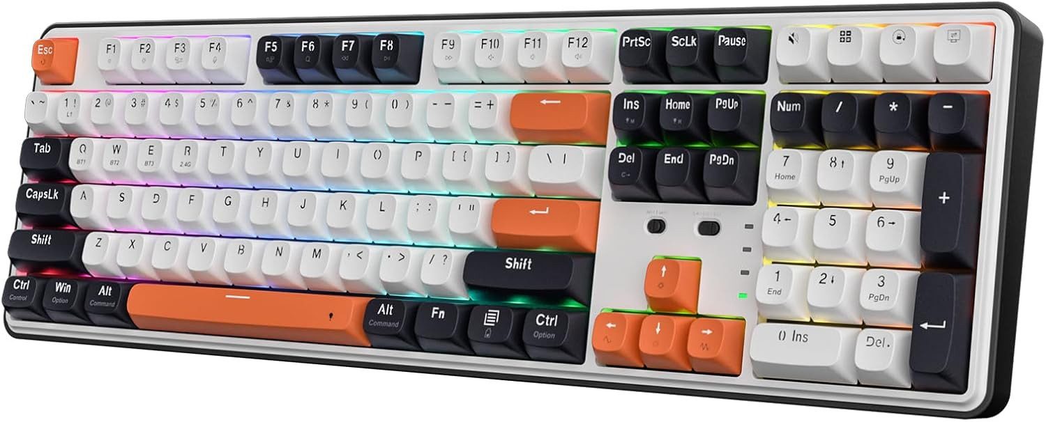 Redragon K689 Mechanical, RGB, 2.4Ghz/BT/Wired, Mint Mambo Switches, 3-Modus Gaming-Tastatur (5-lagige Geräuschdämpfung, Hot-Swap-fähige Steckdose)